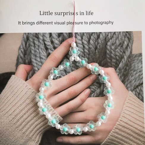 Flower Phone Charm Cute Phone Charms Strap Beaded Phone Keychain Pearl Phone Lanyard for Women Girls in Saudi Arabia
