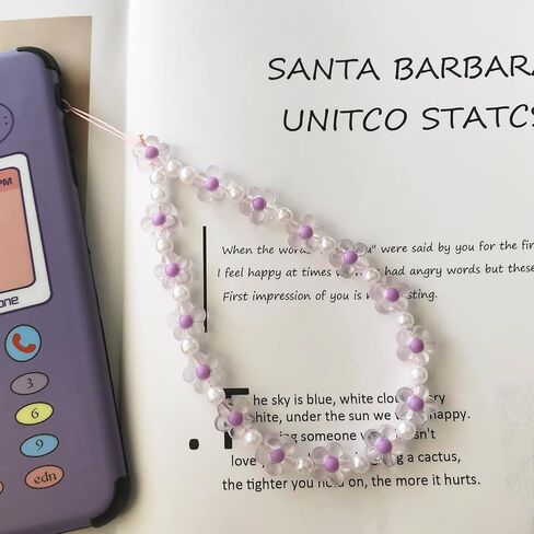 Flower Phone Charm Cute Phone Charms Strap Beaded Phone Keychain Pearl Phone Lanyard for Women Girls in Saudi Arabia