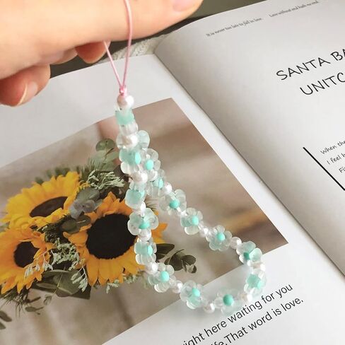 Flower Phone Charm Cute Phone Charms Strap Beaded Phone Keychain Pearl Phone Lanyard for Women Girls in Saudi Arabia