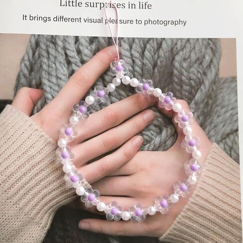 Flower Phone Charm Cute Phone Charms Strap Beaded Phone Keychain Pearl Phone Lanyard for Women Girls in Saudi Arabia