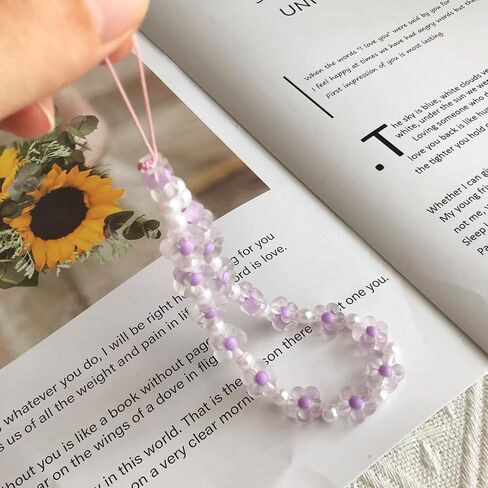 Flower Phone Charm Cute Phone Charms Strap Beaded Phone Keychain Pearl Phone Lanyard for Women Girls in Saudi Arabia