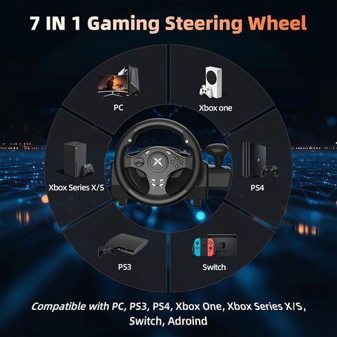 عجلة سباق الألعاب DOYO 1080° مع دواسات ومحول، عجلة قيادة للكمبيوتر الشخصي وXbox One وXbox Series 360 وPS4 وPS3 ونينتندو سويتش in Kuwait