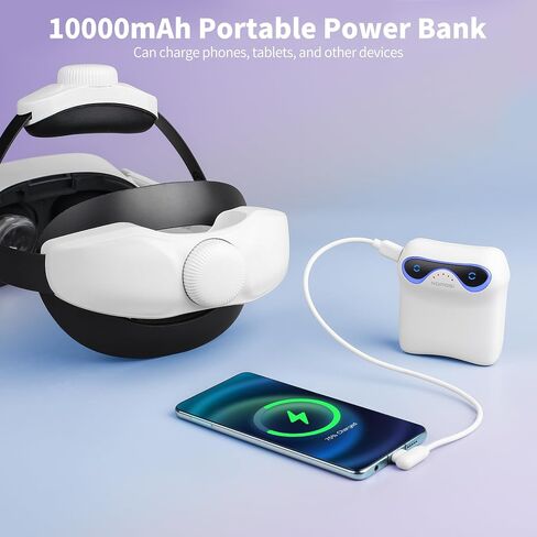 حزام راس مع بطارية لجهاز اوكيولوس كويست 2، 7500mAh وقت تشغيل يدوم 7 ساعات، بديل حزام راس ايليت مريح قابل للتعديل، تصميم خفيف الوزن ودعم معزز في الواقع الافتراضي اوكيولوس/ميتا كويست 2 in Saudi Arabia