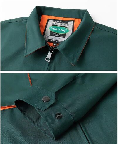Yukirtiq Men's Long Sleeve Mechanic Work Jumpsuit with Multi Pockets Cotton Blend Workwear in Kuwait