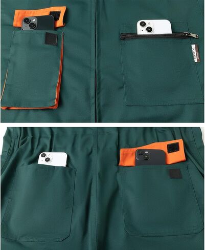 Yukirtiq Men's Long Sleeve Mechanic Work Jumpsuit with Multi Pockets Cotton Blend Workwear in Kuwait
