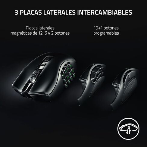 Razer Naga V2 HyperSpeed Wireless MMO Gaming Mouse, 400 Hr Battery, Black | 19 Programmable Buttons, HyperScroll Technology, Focus Pro 30K Optical Sensor, Mechanical Mouse Switches Gen-2 in Kuwait