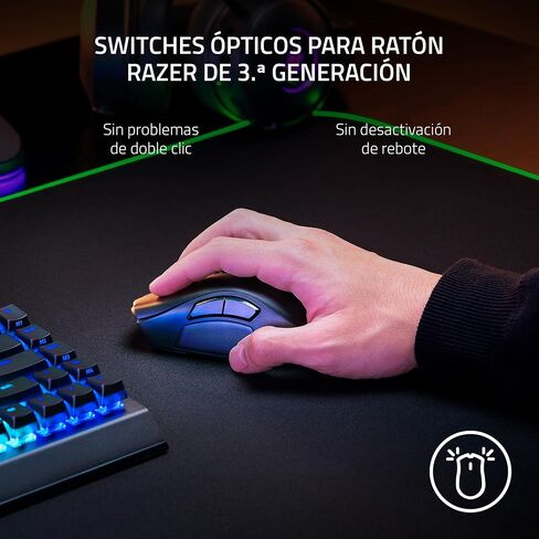 Razer Naga V2 HyperSpeed Wireless MMO Gaming Mouse, 400 Hr Battery, Black | 19 Programmable Buttons, HyperScroll Technology, Focus Pro 30K Optical Sensor, Mechanical Mouse Switches Gen-2 in Kuwait