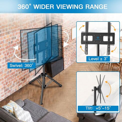PERLESMITH Tripod TV Stand -Portable TV Stand for 37-80 Inch LED LCD OLED Flat Screen TVs-Height Adjustable Display Floor TV Stand with VESA 600x400mm, Holds up to 110lbs PSTM2 in Kuwait