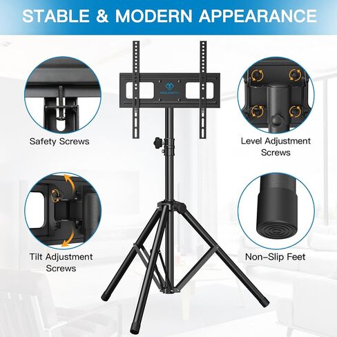 PERLESMITH Tripod TV Stand -Portable TV Stand for 37-80 Inch LED LCD OLED Flat Screen TVs-Height Adjustable Display Floor TV Stand with VESA 600x400mm, Holds up to 110lbs PSTM2 in Kuwait