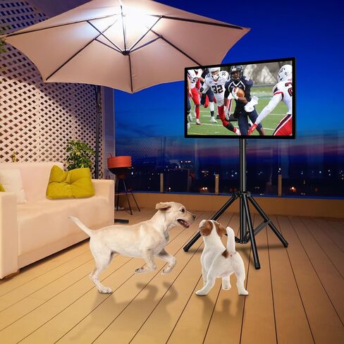 PERLESMITH Tripod TV Stand -Portable TV Stand for 37-80 Inch LED LCD OLED Flat Screen TVs-Height Adjustable Display Floor TV Stand with VESA 600x400mm, Holds up to 110lbs PSTM2 in Kuwait