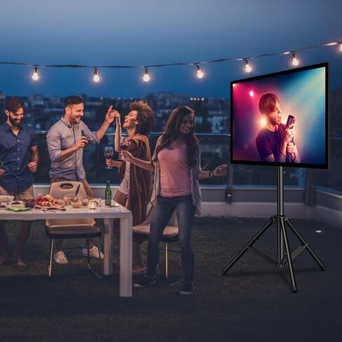 PERLESMITH Tripod TV Stand -Portable TV Stand for 37-80 Inch LED LCD OLED Flat Screen TVs-Height Adjustable Display Floor TV Stand with VESA 600x400mm, Holds up to 110lbs PSTM2 in Kuwait