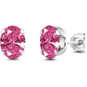 Gem Stone King 925 Sterling Silver Purple Amethyst Stud Earrings For Women (2.00 Cttw, Gemstone Birthstone, Oval 8X6MM) in Kuwait