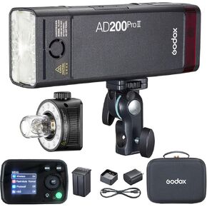 Godox AD100 Pro AD100Pro Round Head Flash, 2.4G TTL Speedlite 100Ws Pocket Flash Strobe 1/8000s HSS Monolight with 2600mAh Lithium Battery 1.8W Model Light to Cover 360 Flashes Recycle in 0.01-1.5 Sec in Saudi Arabia
