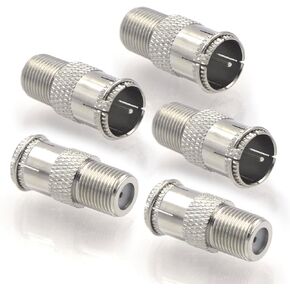 VCE RG6 Coaxial Cable Connector, Quick Push On Male to F Type Female Coax Extender Gold Plated Adapter, 5 Pack in Kuwait