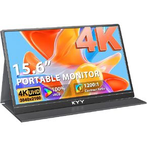 KYY Portable Monitor 15.6inch 1080P FHD USB-C Laptop Monitor HDMI Computer Display HDR IPS Gaming Monitor w/Premium Smart Cover & Speakers, External Monitor for Laptop PC Mac Phone PS4 Xbox Switch in Kuwait