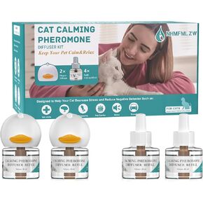 مجموعة ناشر الفرمونات المهدئ للقطط، ناشر فرمون لتهدئة القطط، تخفيف قلق القطط المتعددة وتقليل التوتر، تقليل القتال والرش والخدش، 2 ناشرين و4 عبوات إعادة تعبئة in Kuwait