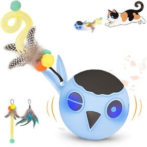 Cat Toys, Interactive Cat Toys for Indoor Cats, USB Rechargeable Electronic Smart Exercise Kitten Toy, Motion Chirping Activated Moving Ball (Blue) in Kuwait