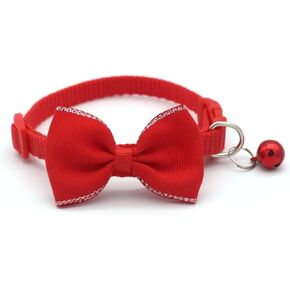Pet Collar Strap with Bell Pet Accessories Multicolor Cat Bow Headband Collar Cute Cat Collar(Red) in Kuwait
