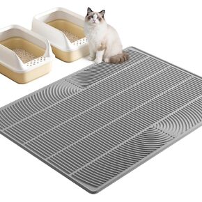 TRZZ XXL بساط فضلات القطط الكبير جدًا، بساط صندوق فضلات السيليكون للأرضية، مقاوم للماء وغير قابل للانزلاق، سهل التنظيف، بساط محاصرة فضلات القطط وصائد فضلات القطط للتحكم في التناثر (رمادي) in Kuwait