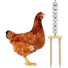 Hamiledyi Chicken Chewing Toy Chicken Coop Accessories with Calcium Stone & Wood Stake Enrichment Toys for Hens, Ducks, Geese, Cockatiel, Parakeet, Parrot, Budgie in Kuwait