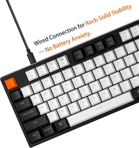 Keychron C1 Pro Custom Wired Mechanical Keyboard, TKL Layout RGB QMK/VIA Programmable Macro with Hot-swappable K Pro Red Switch OEM Profile Double-Shot PBT Keycaps Compatible for Mac Windows Linux in Saudi Arabia
