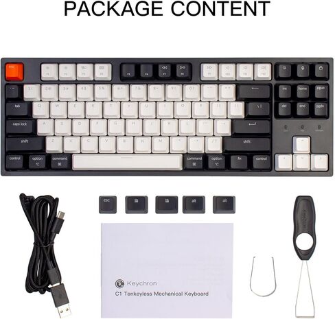 Keychron C1 Pro Custom Wired Mechanical Keyboard, TKL Layout RGB QMK/VIA Programmable Macro with Hot-swappable K Pro Red Switch OEM Profile Double-Shot PBT Keycaps Compatible for Mac Windows Linux in Saudi Arabia