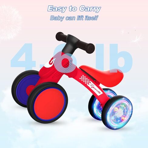 WETIFY Colorful Lighting Baby Balance Bike Toys for 1 Year Old Boy Gifts, 10-36 Month Toddler Balance Bike, No Pedal 4 Silence Wheels & Soft Seat First Bike, One Year Old Boy Birthday Gift. in Kuwait