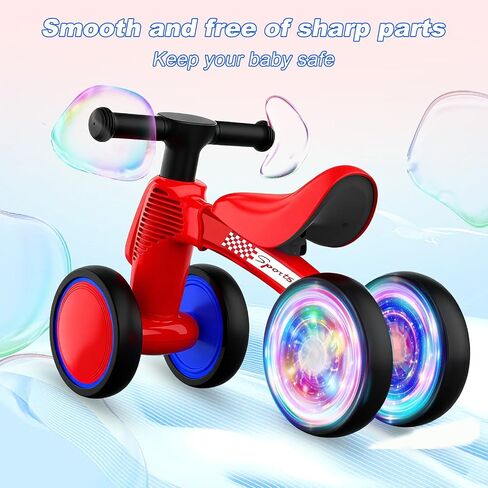 WETIFY Colorful Lighting Baby Balance Bike Toys for 1 Year Old Boy Gifts, 10-36 Month Toddler Balance Bike, No Pedal 4 Silence Wheels & Soft Seat First Bike, One Year Old Boy Birthday Gift. in Kuwait