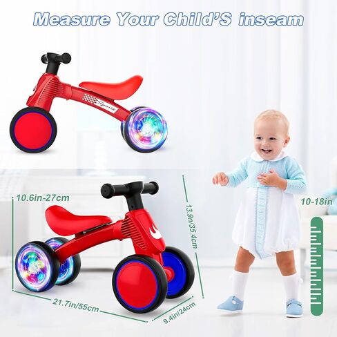 WETIFY Colorful Lighting Baby Balance Bike Toys for 1 Year Old Boy Gifts, 10-36 Month Toddler Balance Bike, No Pedal 4 Silence Wheels & Soft Seat First Bike, One Year Old Boy Birthday Gift. in Kuwait