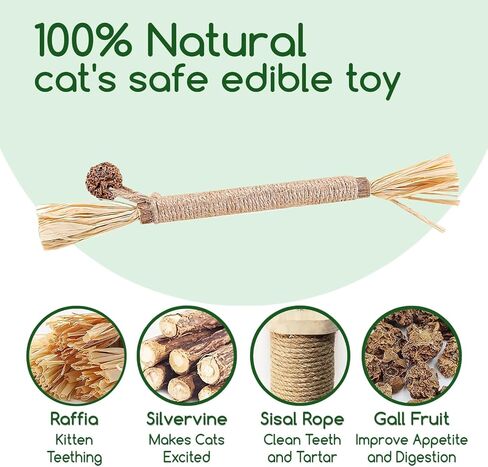 Silvervine Sticks Catnip Rope Toys Set for Cats Teeth Cleaning,Cat Chew Toys,Kitten Dental Care Toys for Indoor Cats to Promote Oral & Dental Health in Saudi Arabia