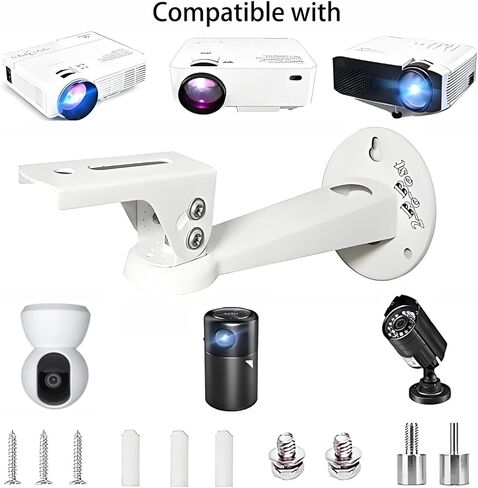 2-Be-Best Mini Projector Wall Mount Angle Adjustable Projector Mount Mount length 7.87 in / 20 سم خيط 1/4 بوصة M4 M6 دوران 360 درجة كأجهزة عرض CCTV DVR كاميرا جبل للمكتب والمنزل الأسود in Kuwait