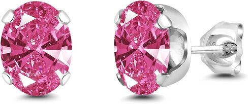 Gem Stone King 925 Sterling Silver Purple Amethyst Stud Earrings For Women (2.00 Cttw, Gemstone Birthstone, Oval 8X6MM) in Kuwait