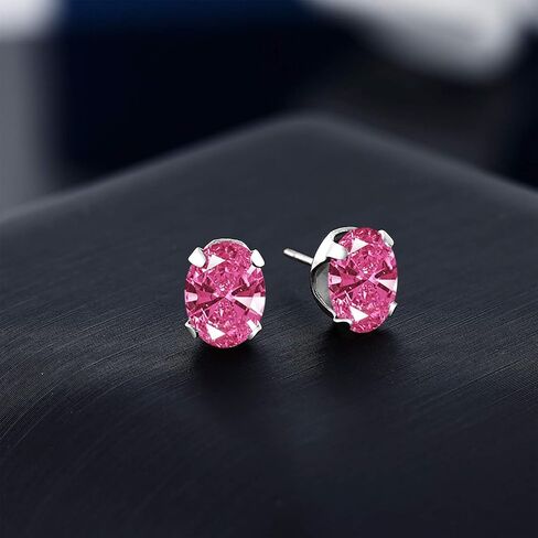 Gem Stone King 925 Sterling Silver Purple Amethyst Stud Earrings For Women (2.00 Cttw, Gemstone Birthstone, Oval 8X6MM) in Kuwait