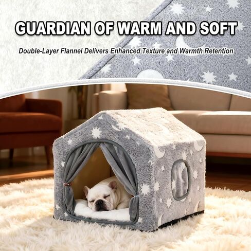Indoor Dog House, Night-Luminous Star Dog Tent with Frame，Washable Dog Cave Bed, Suitable for 36-66 lb Medium and Large Dog in Saudi Arabia