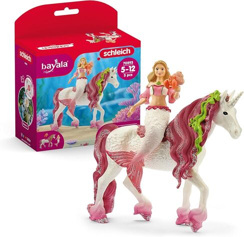 Schleich bayala, 3-Piece Playset, Mermaid Toys for Girls and Boys 5-12 years old, Mermaid Feya Riding Underwater Unicorn, Pink in Saudi Arabia