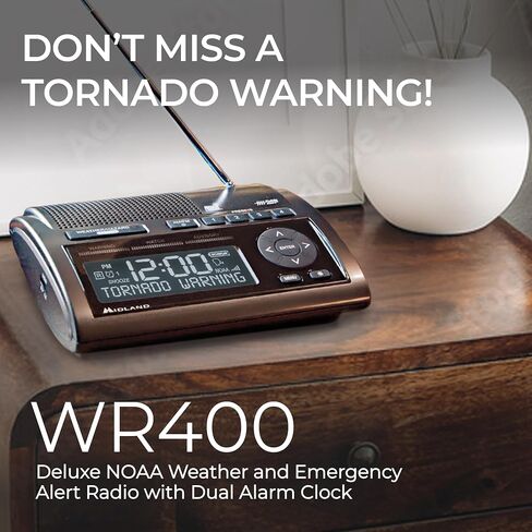Midland - WR120B - NOAA Emergency Weather Alert Radio - S.A.M.E. Localized Programming, Trilingual Display, 60+ Emergency Alerts, & Alarm Clock (WR120B - Box Packaging) in Saudi Arabia