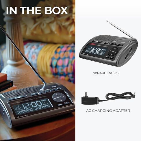 Midland - WR120B - NOAA Emergency Weather Alert Radio - S.A.M.E. Localized Programming, Trilingual Display, 60+ Emergency Alerts, & Alarm Clock (WR120B - Box Packaging) in Saudi Arabia