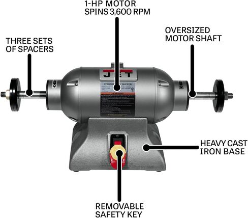 JET 8-Inch Industrial Buffer, 3600 RPM, 1 HP, 1Ph 115V (IBG-8SSB) in Saudi Arabia