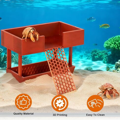 Hermit Crab Water Bowl with Climbing Platform, Rest Platform for Hermit Crab, Reptile Habitat Toy Decoration Accessories in Saudi Arabia
