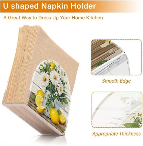 Lemon Italian Tile Blue E Napkin Holder for Table Paper Napkin Holders Acrylic for Kitchen Cocktail Tissue Dispenser Farmhouse Dinner Home Decor in Saudi Arabia