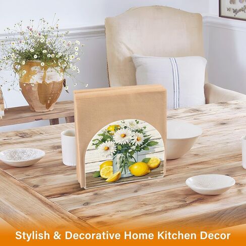 Lemon Italian Tile Blue E Napkin Holder for Table Paper Napkin Holders Acrylic for Kitchen Cocktail Tissue Dispenser Farmhouse Dinner Home Decor in Saudi Arabia