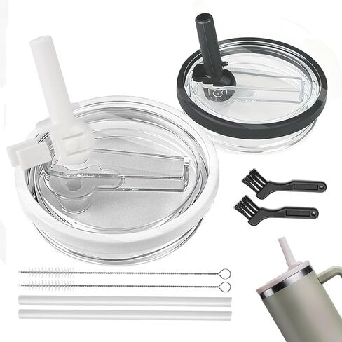 40 oz Tumbler Flip Straw Lid Replacement Inside Diameter 3.6 Inch, Upgrade Leak Proof Splash Lids For Stanley Quencher, 2 Pcs Spillproof Tumbler Flip Lid For Stanley Lid Replacement 40 oz in Saudi Arabia
