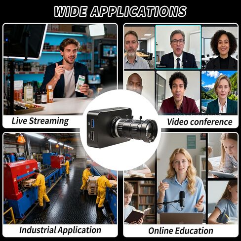 MOKOSE 12MP HDMI Camera 1080P USB HD Streaming Webcam, Recording 4K@30FPS Industry C/CS-Mount Camera with 3.2mm No Distortion Manual Lens in Kuwait