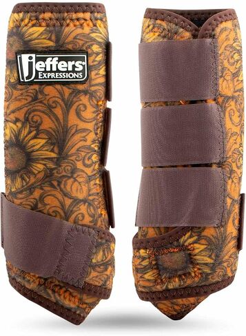 Jeffers Expression Protective Horse Boots, 1 Pair, Large - Safe Neoprene Leg Guards, Durable Strap Closures, Front & Hind Support, Equestrian Accessories for Travel & Riding - Bloomin' Toolin' in Saudi Arabia