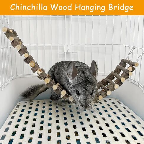 BNOSDM Chinchilla Climbing Toys Natural Wood Hanging Bridge Swing Ladder Rat Cage Accessories for Sugar Glider, Squirrel, Gerbils, Mouse, Syrian Hamster in Kuwait