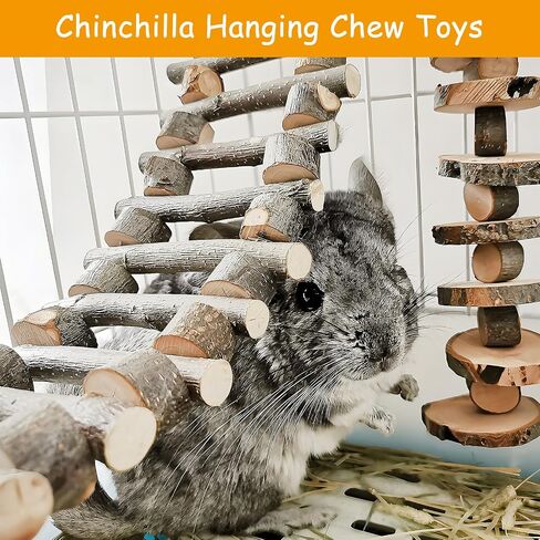 BNOSDM Chinchilla Climbing Toys Natural Wood Hanging Bridge Swing Ladder Rat Cage Accessories for Sugar Glider, Squirrel, Gerbils, Mouse, Syrian Hamster in Kuwait