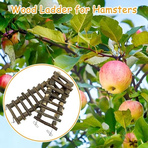 BNOSDM Chinchilla Climbing Toys Natural Wood Hanging Bridge Swing Ladder Rat Cage Accessories for Sugar Glider, Squirrel, Gerbils, Mouse, Syrian Hamster in Kuwait