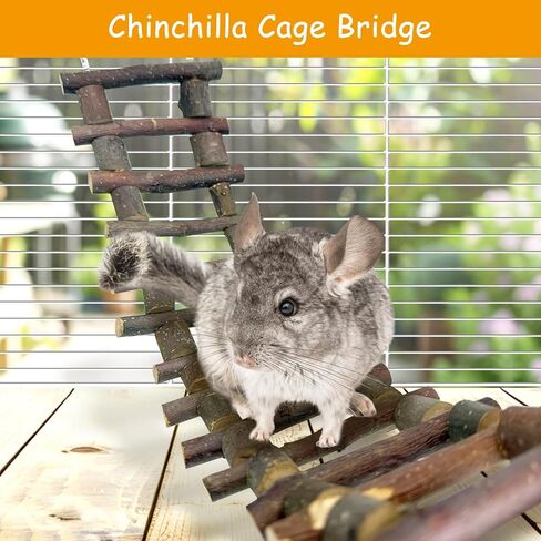 BNOSDM Chinchilla Climbing Toys Natural Wood Hanging Bridge Swing Ladder Rat Cage Accessories for Sugar Glider, Squirrel, Gerbils, Mouse, Syrian Hamster in Kuwait