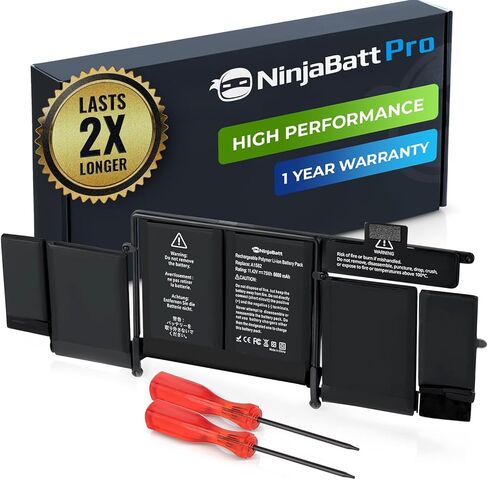 بطارية NinjaBatt A1466 A1496 لجهاز Apple MacBook Air 13 بوصة [2010 2011 2012 2013 2014 2015 2017 سنة] A1369 A1405 A1377 - أداء عالي [7200 مللي أمبير/55 وات/7.6 فولت] in Kuwait