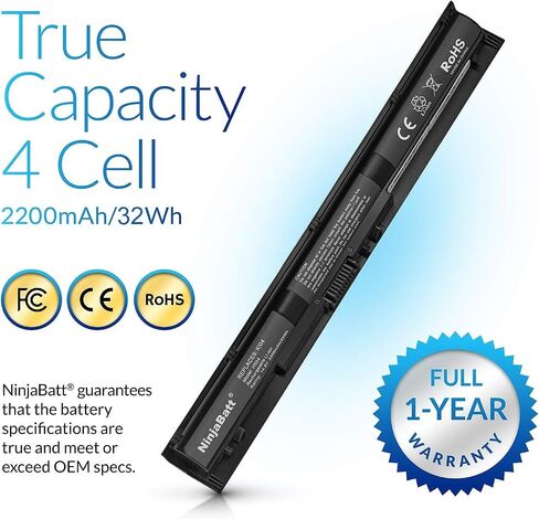 بطارية NinjaBatt لجهاز HP 800049-001 K104 800010-421 KI04 KIO4 HSTNN-LB6R 17-G121WM TPN-Q160 TPN-Q158 TPN-159 TPN-Q161 TPN-Q162 HSTNN-DB6T HSTNN-LB6S - أداء عالي [4 خلايا/2200 مللي أمبير/33 وات في الساعة ] in Kuwait